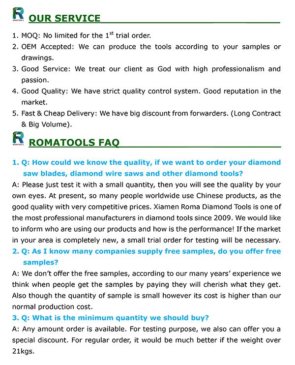 Romatools Diamond a Type Blades - Protective Segments